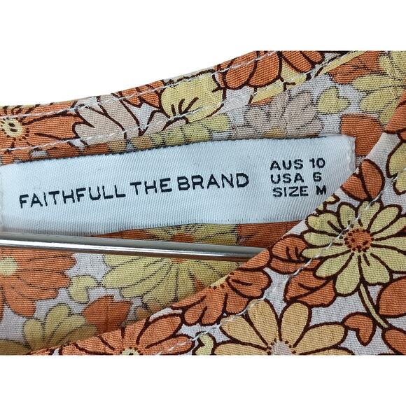 Faithfull the Brand Floral Mini Dress Puff Sleeve Boho Cottagecore M - Picture 12 of 14